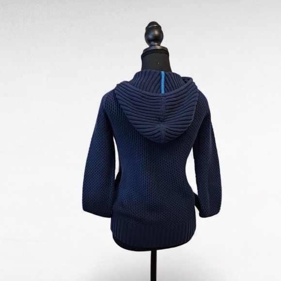 American Eagle Live Your Life Full Zip Cable Knit Hoodie – Navy Blue, Size M - Picture 4 of 16